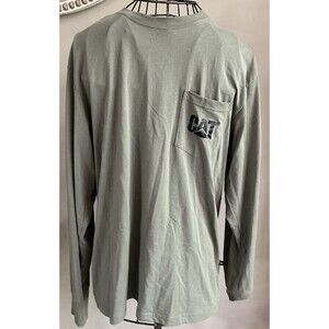 Caterpillar Men's CAT Long Sleeve T-Shirt Cotton Work Tee Green Sz. Large EUC